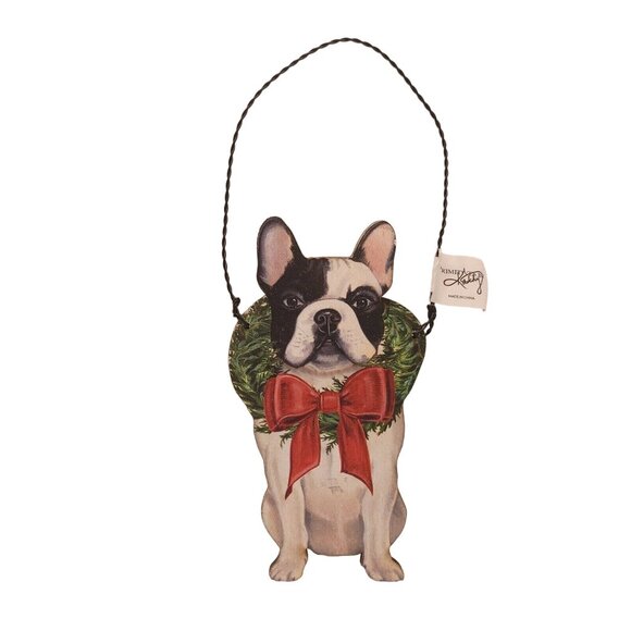 Frenchie Christmas Tree Ornament French Bulldog Puppy Dog Primitives By Kathy - Picture 1 of 3